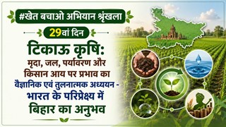 टिकाऊ कृषि: मृदा, जल, पर्यावरण और किसान आय पर प्रभाव का वैज्ञानिक एवं तुलनात्मक अध्ययन - भारत के परिप्रेक्ष्य में बिहार का अनुभव